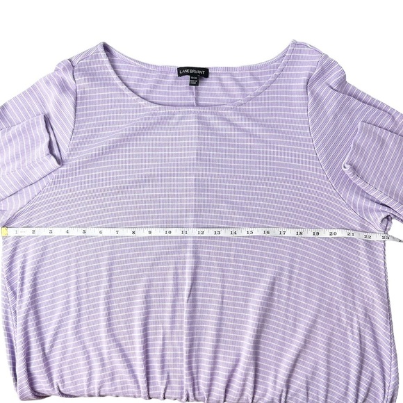 Lane Bryant Lavender and White Stripe Long Sleeve Ribbed Top - Picture 4 of 8